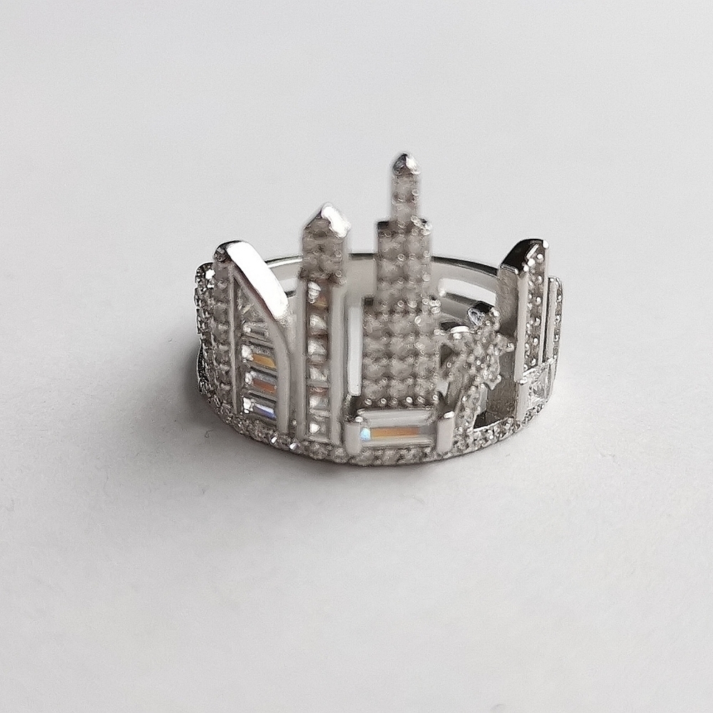 CITY Skyline cityscape ring sterling silver cz size 7 🆕 - Picture 7 of 7